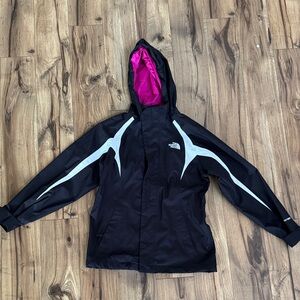 The North Face Black and White Jacket with Pink Lining girls size 10-12